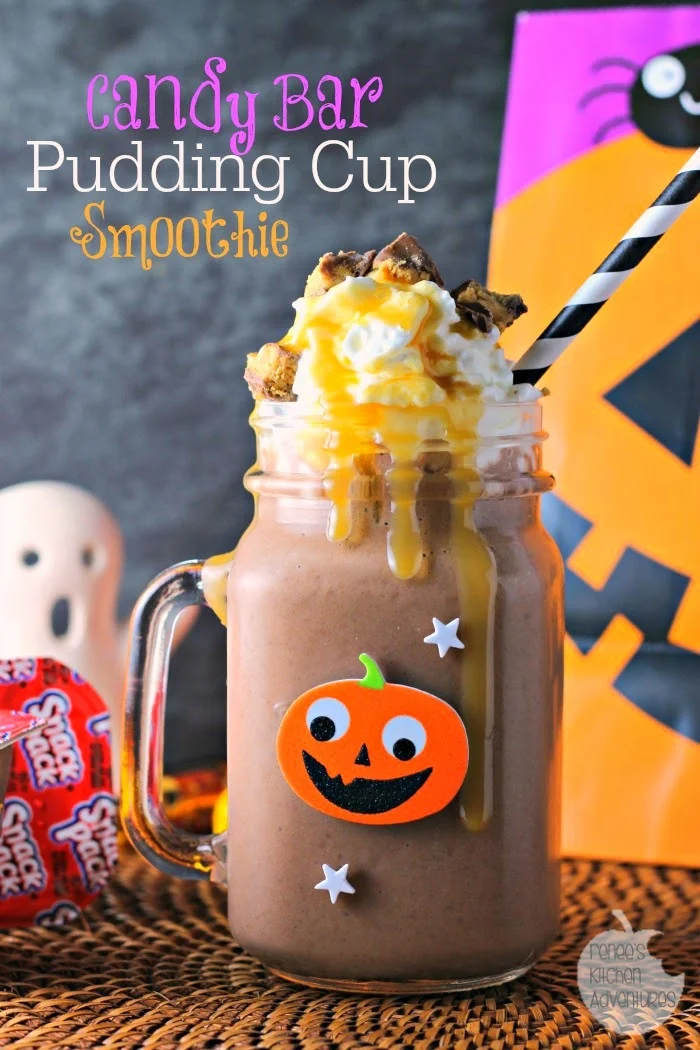 Candy Bar Pudding Cup Smoothie: fun and wholesome at the same time! #shop #snackpackmixins