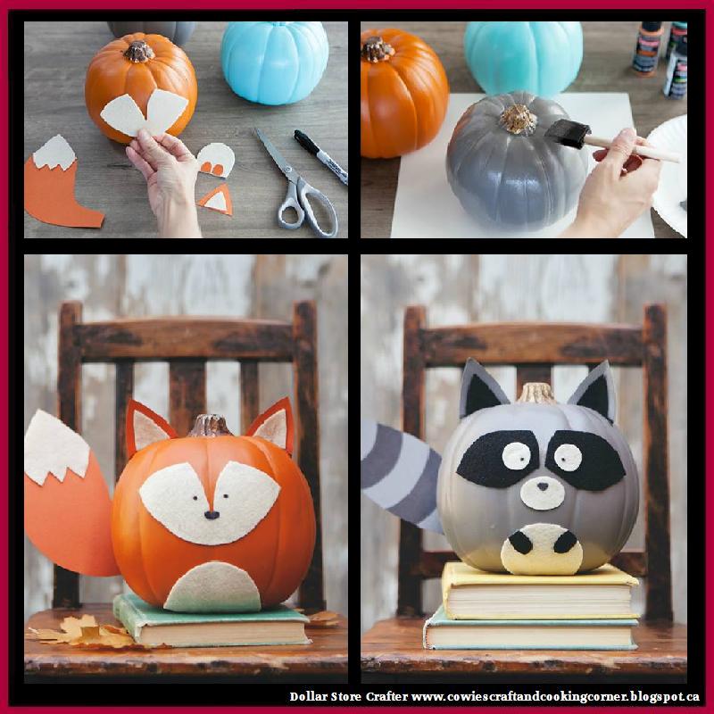 Dollar Store Crafter: Woodland Creature No-Carve Pumpkins