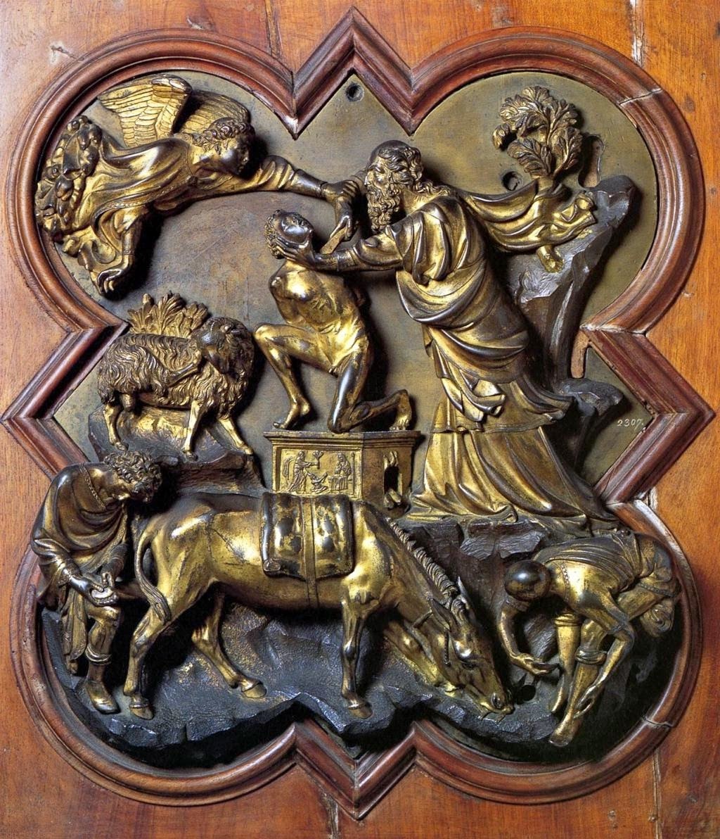 SACRIFICE OF ISAAC, Bronze with gilding by Filippo Brunelleschi (1401