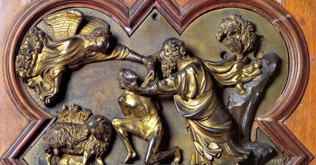 SACRIFICE OF ISAAC, Bronze with gilding by Filippo Brunelleschi (1401