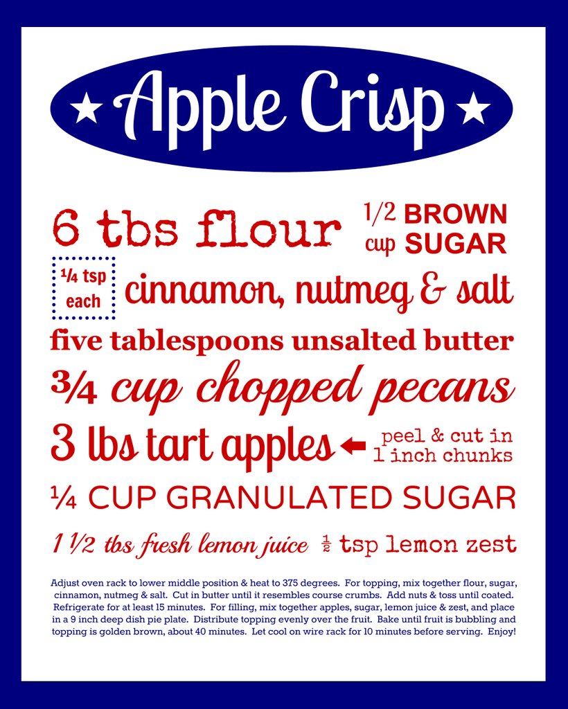 Apple Crisp Recipe Subway Art