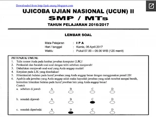Uji Coba Ujian Nasional (UCUN) II SMP 2016/2017