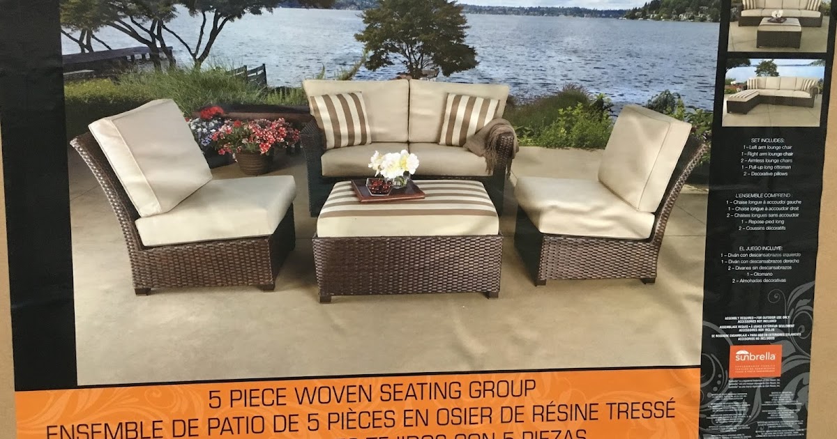 Sunbrella 5Piece Modular Sectional Woven Seating Group Costco Weekender