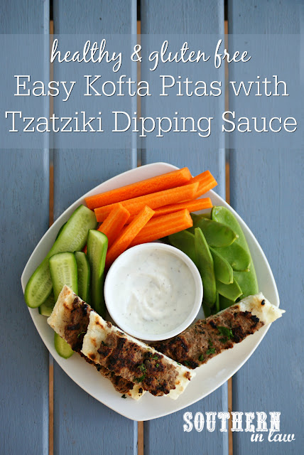 Healthy Beef or Lamb Kofta Pitas Recipe with Tzatziki Dipping Sauce - healthy, low fat, gluten free, high protein, clean eating recipe, nut free, egg free