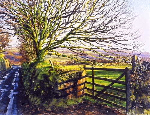 18-Tree-Gate-Joe-Francis-Dowden-Photo-Realistic-Watercolour-Paintings-www-designstack-co