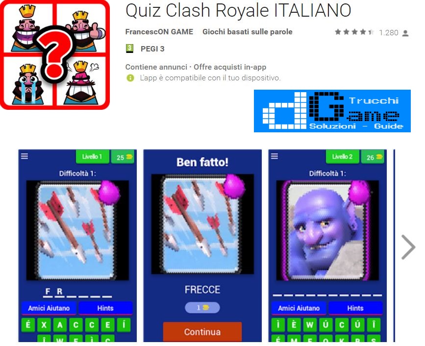 Soluzioni Quiz Clash Royale ITALIANO