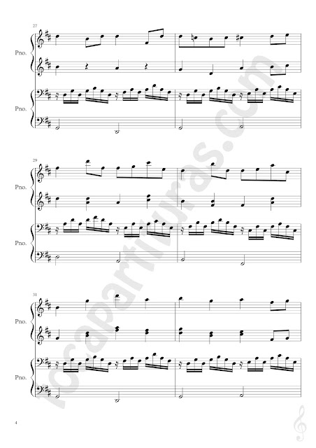 4 Canon en Re Partitura para Piano a 4 Manos Larghetto (partituras para profesor y alumno a dúo) Sheet Music for Pianists Cannon in D by Pachelbel (Teacher & Students Music scores)