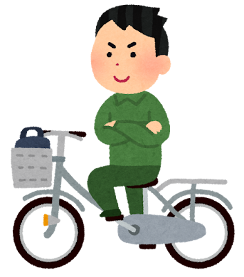 自転車の両手放し運転をする人のイラスト