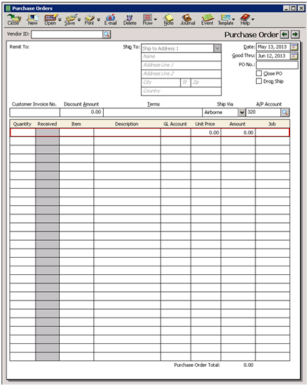 computerized accounting: how to save/prepare purchase orders.