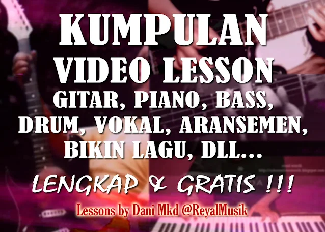 Video Belajar Tutorial Lesson Gitar Elektrik Akustik, Piano Keyboard, Bass, Drum, Vokal