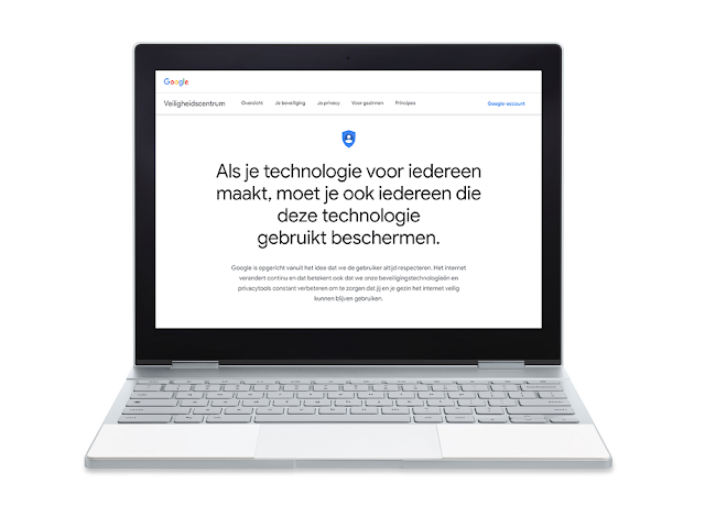 Google Veiligheidscentrum weergegeven op een notebook.