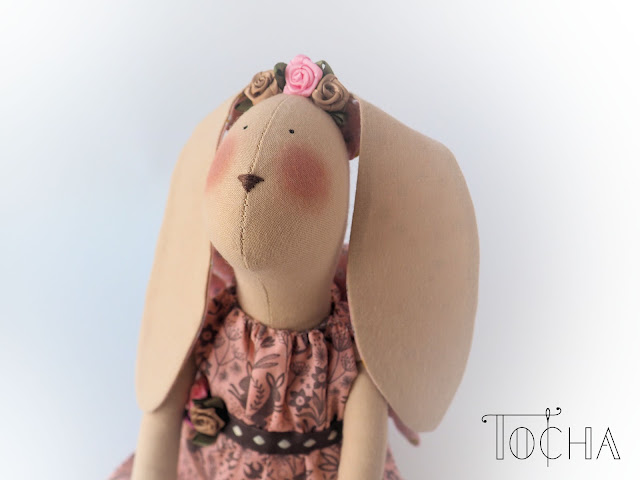 rabbit, bunny, rag doll, Tilda, hand-made, gift, dolls house, cotton, stuffed toy, Lewis & Irene, 