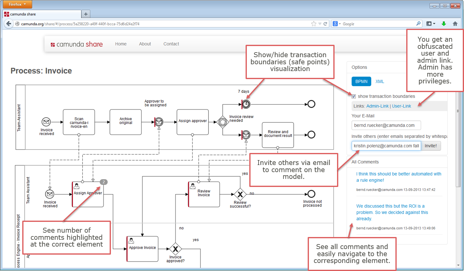 Camunda Share Discuss Your Bpmn 20 Process Model In The Cloud 