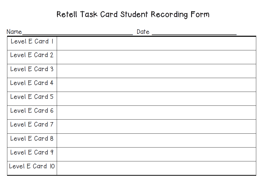 Literacy & Math Ideas: Leveled Retell Task Cards