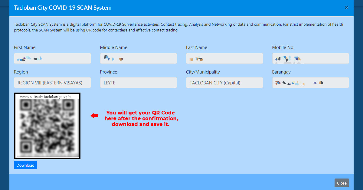 Tacloban City QR Code Registration