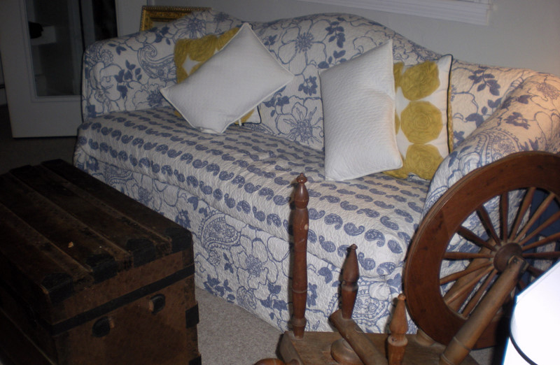 Slipcover From A Bedspread Four, How To Cover A Sofa With Bedspread
