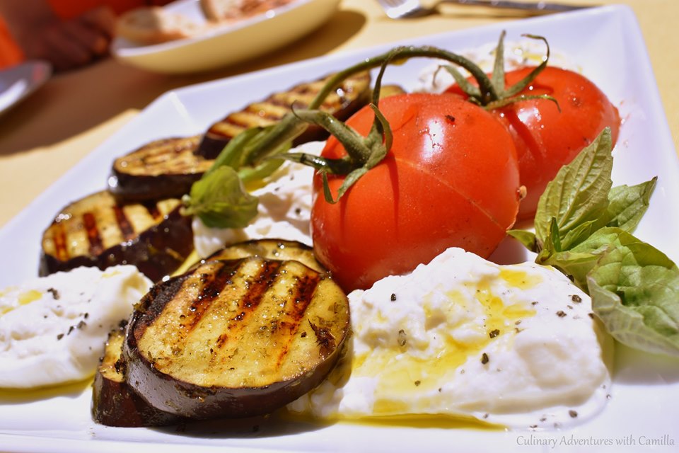 Grilled Eggplant, Tomatoes, and Burrata Platter BBQWeek