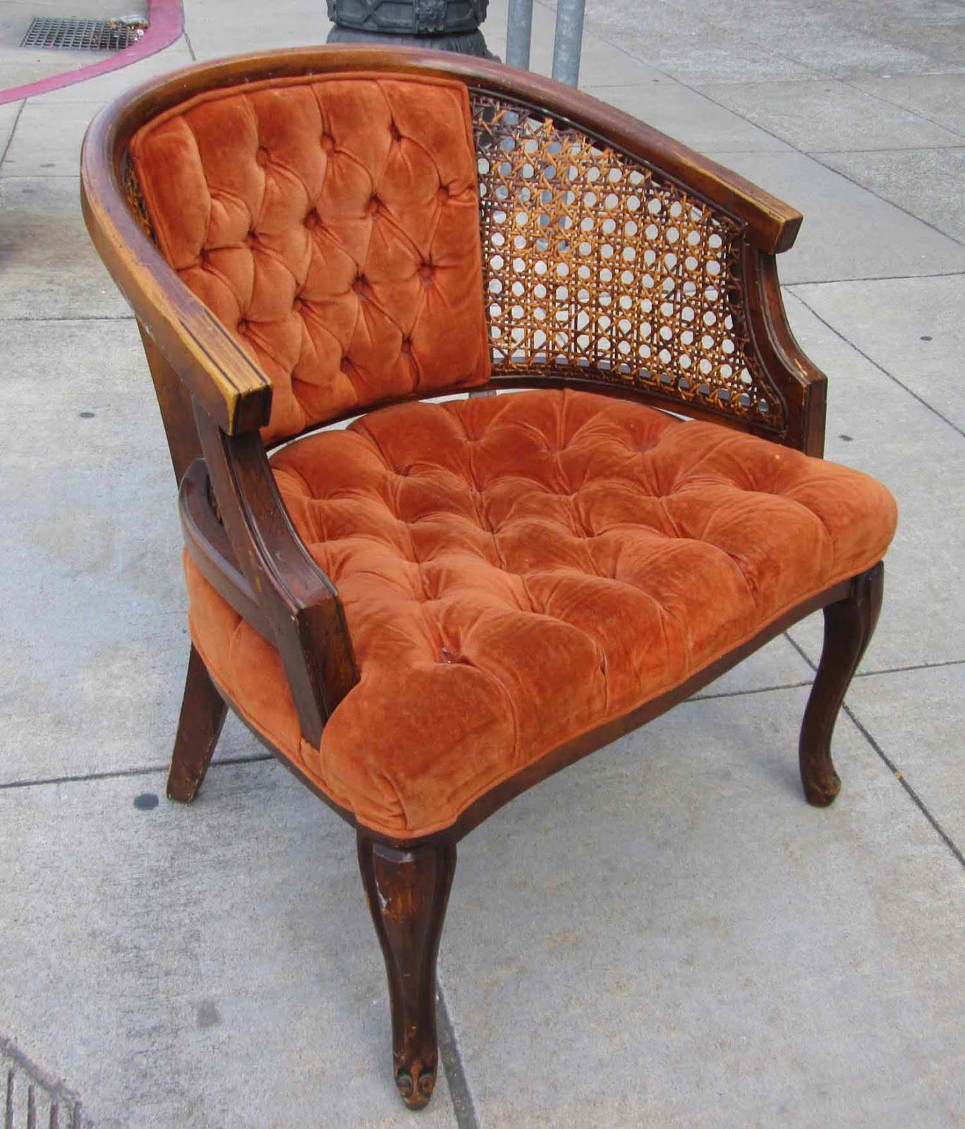 UHURU FURNITURE & COLLECTIBLES SOLD Burnt Orange Barrel Chair 35