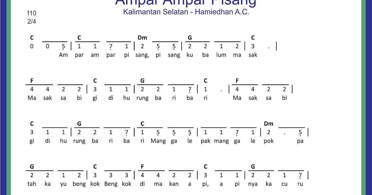Not Angka Lagu Ampar Ampar Pisang Materi Belajar Not Angka Lagu Ampar Ampar Pisang Materi Belajar