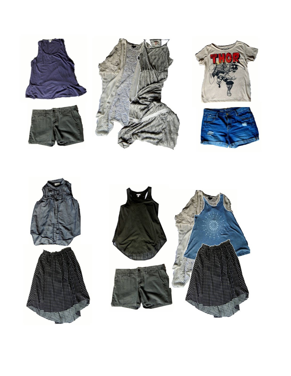 Summer Packing 10 pieces, 18 outfits