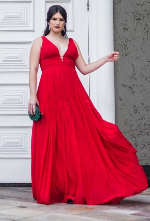vestido longo vermelho plus size