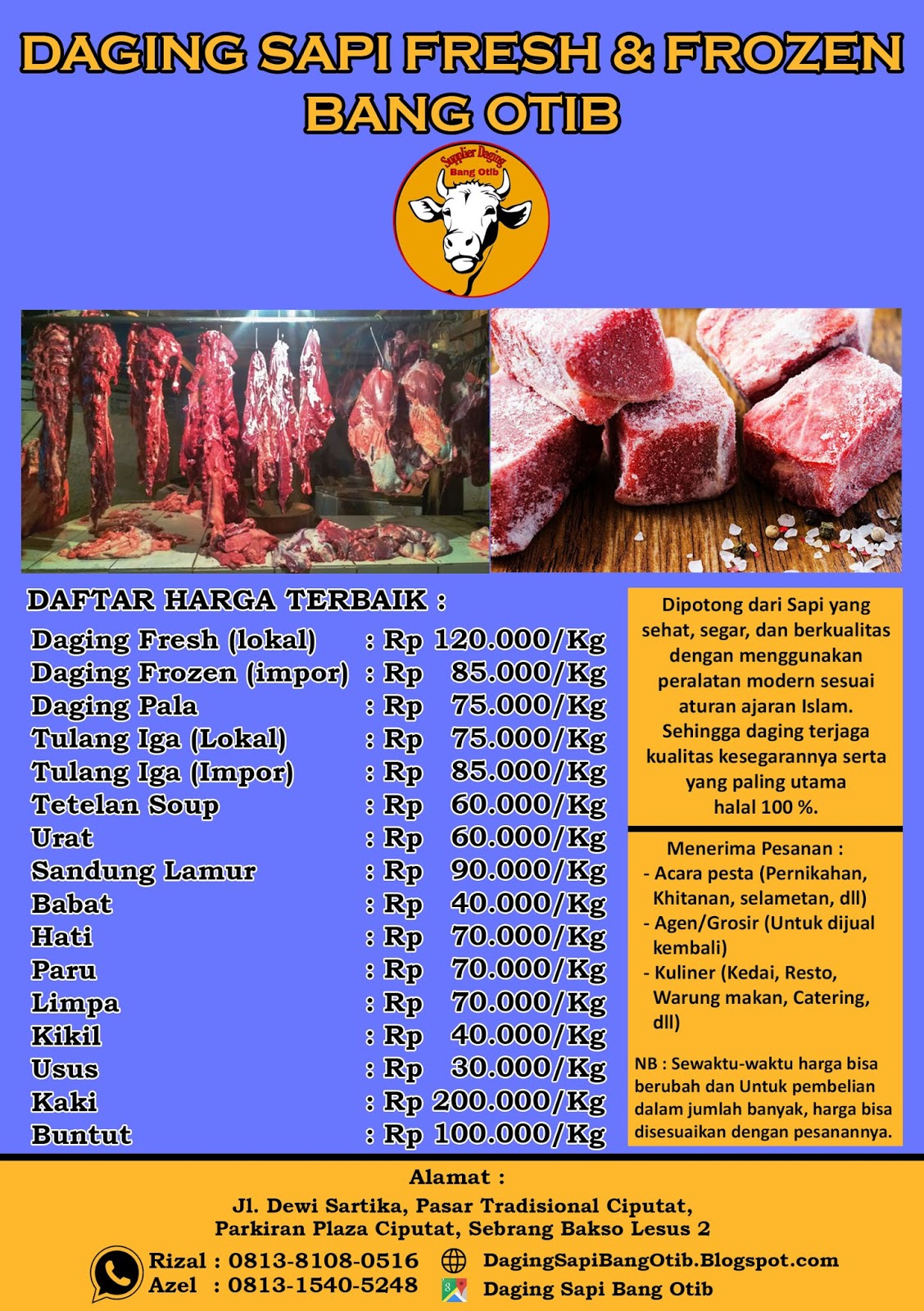 Daftar Harga Daging Sapi Bang Otib