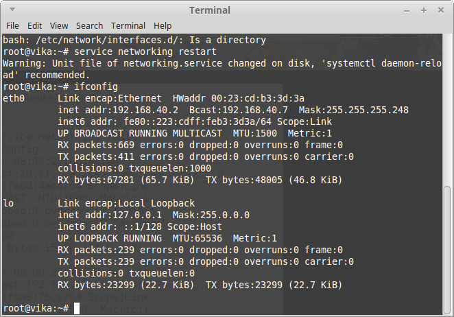 Service networking restart