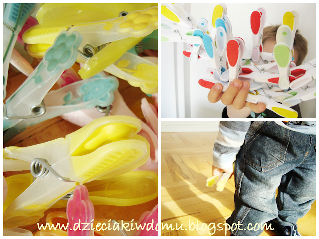 Zabawa spinaczami, ćwiczenie małej motoryki Zabawa spinaczami, ćwiczenie małej motoryki