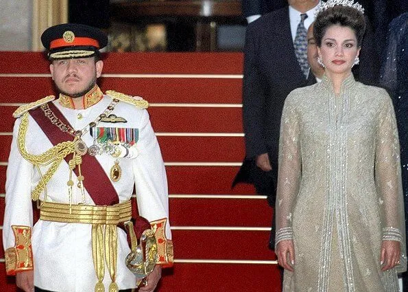 Queen Rania, King Abdullah II, Crown Prince Hussein, Princess Iman, Princess Salma and Prince Hashem. Wedding of King Abdullah II and Rania