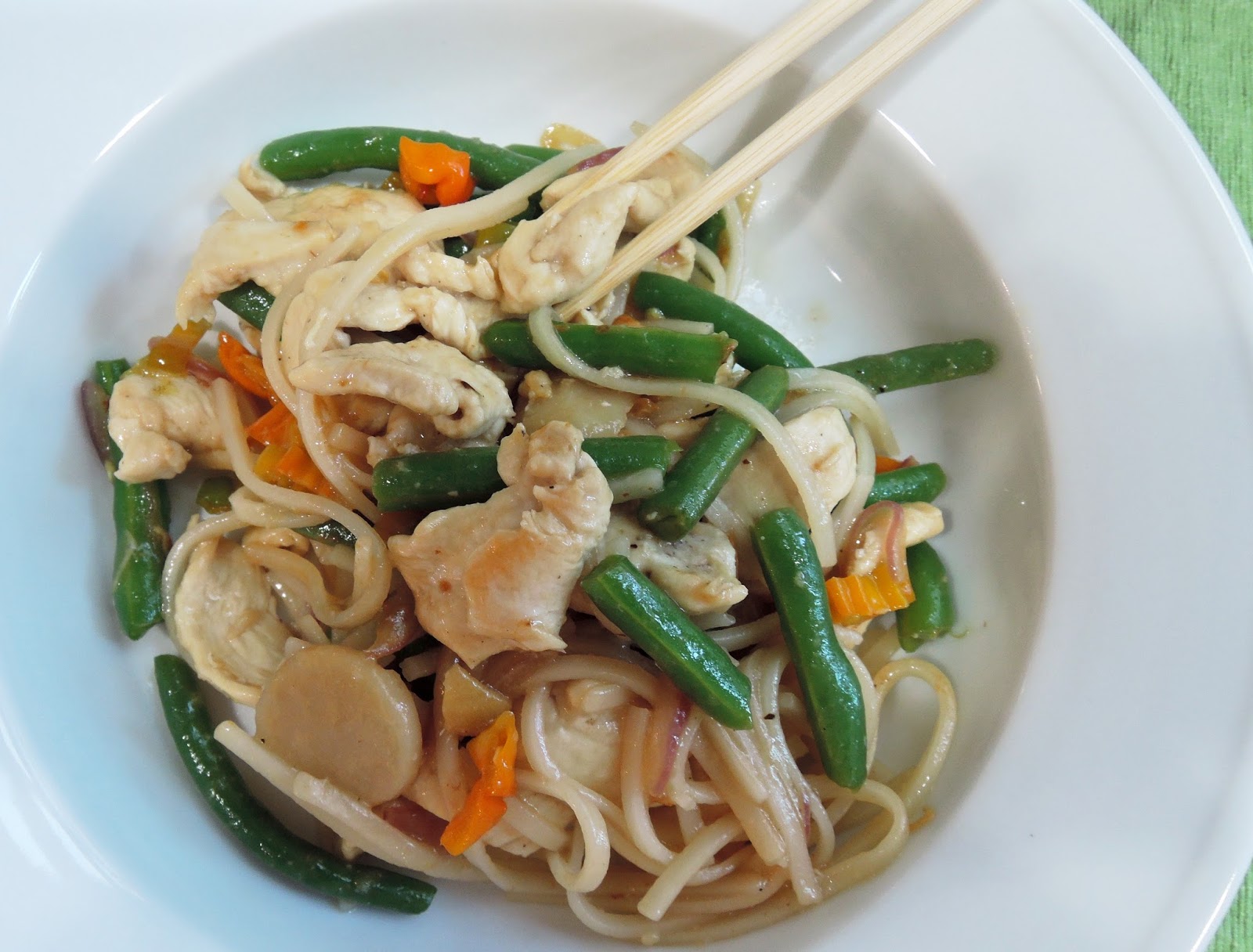 The Briny Lemon Chicken and Green Bean StirFry with Rice Noodles