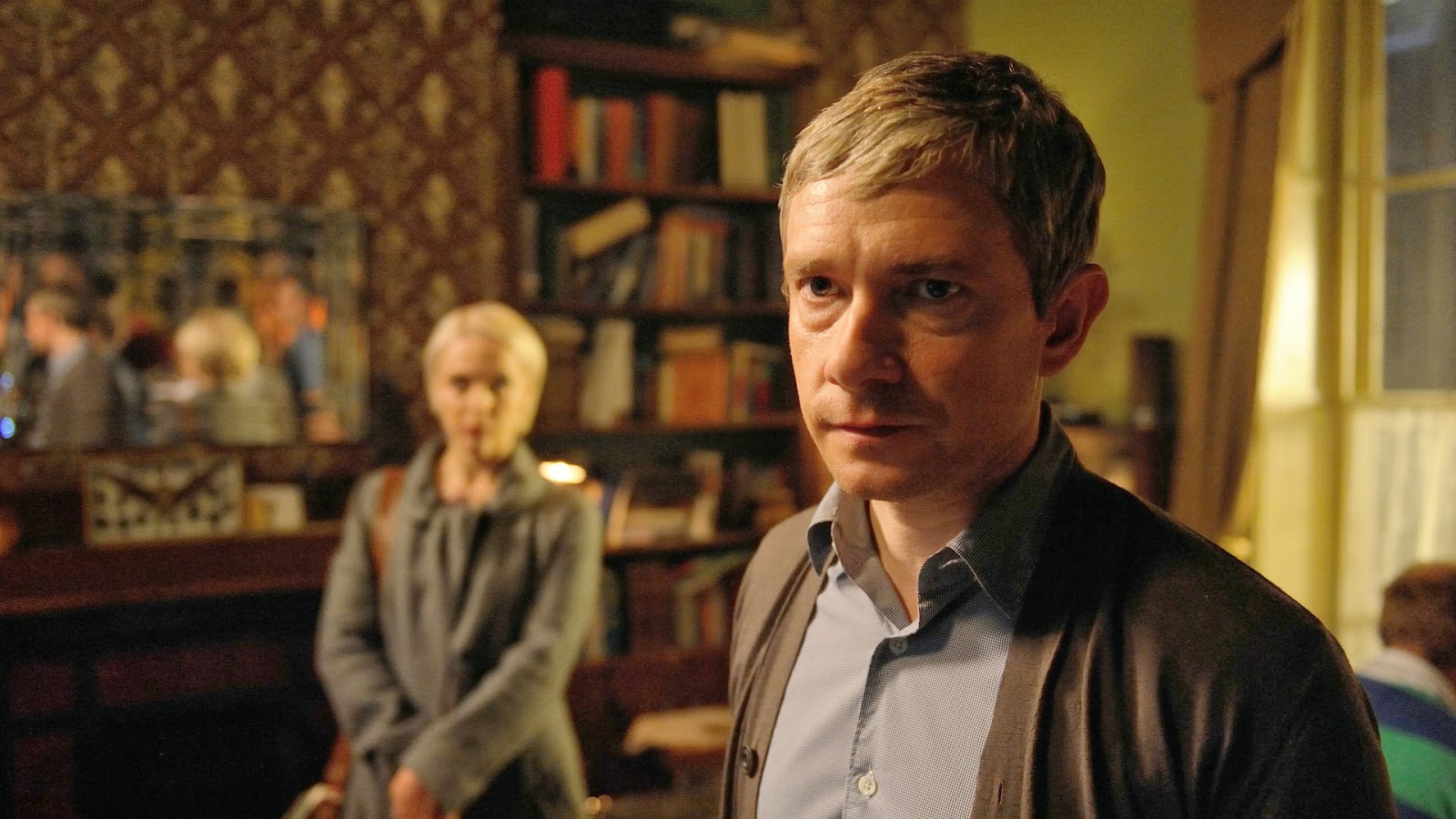 Martin Freeman and Amanda Abbington as John Watson and Mary Morstan in BBC Sherlock Season 3 Episode 3 His Last Vow