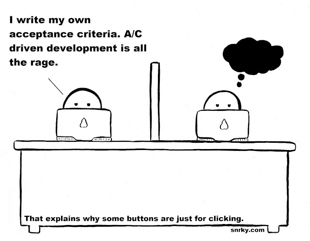 Snarky: I write my own acceptance criteria. A/C driven development is all the rage.