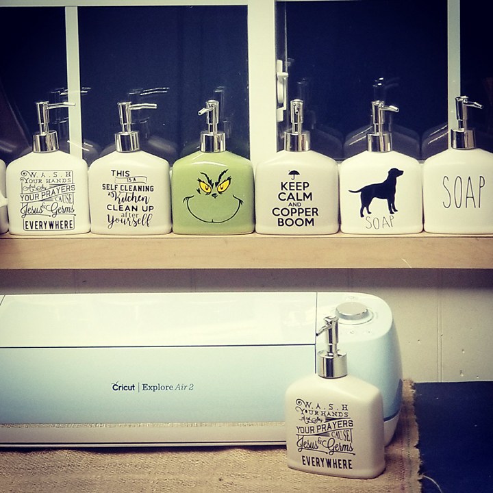 Fields Of Heather Decorating Soap Dispensers With Cricut