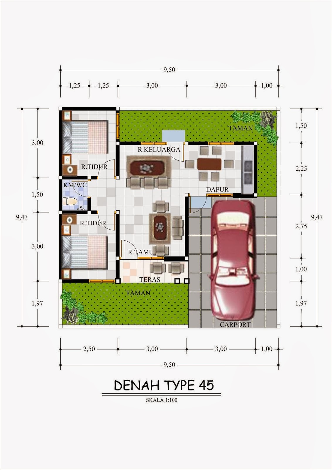 Minimalist House Plan Design Type 45 Info Tazbhy