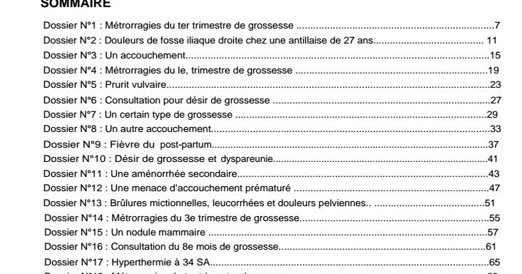 Residanat dz: Dossiers Gynécologie Cas Cliniques Corrigés