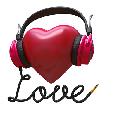 Heart with headphones emoticon
