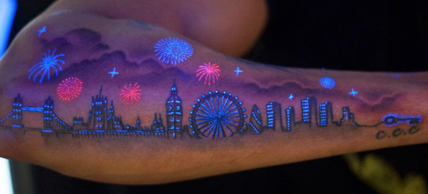 #10. London skyline. - 30 Glow-In-The-Dark Tattoos That’ll Make You Turn Out The Lights. #10. London skyline. - 30 Glow-In-The-Dark Tattoos That’ll Make You Turn Out The Lights.