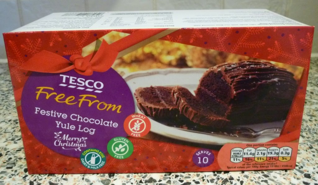 The Tesco Free From Festive Chocolate Yule Log is gluten, wheat, dairy and milk free