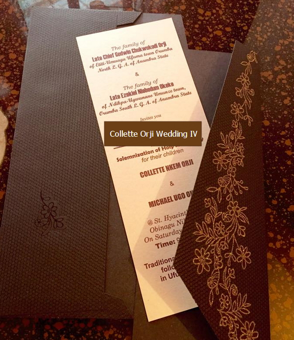 collette orji wedding invitation card