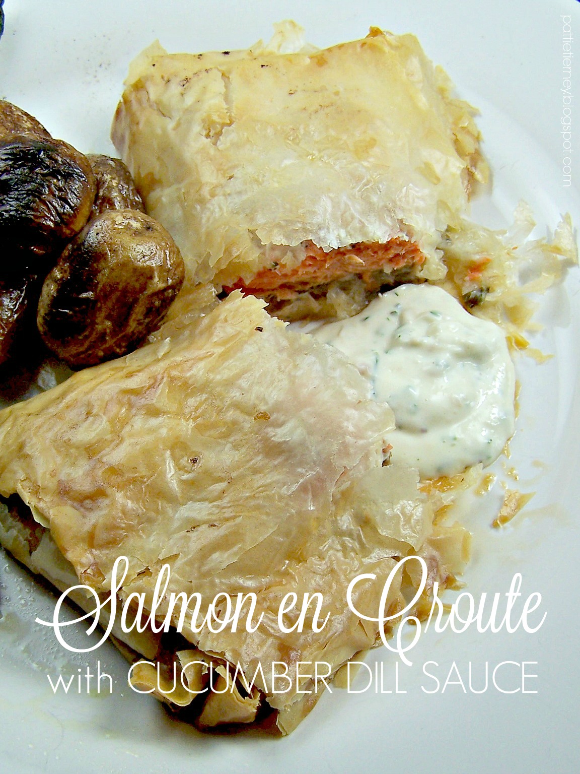 OllaPodrida Salmon en Croute with Cucumber Dill Sauce