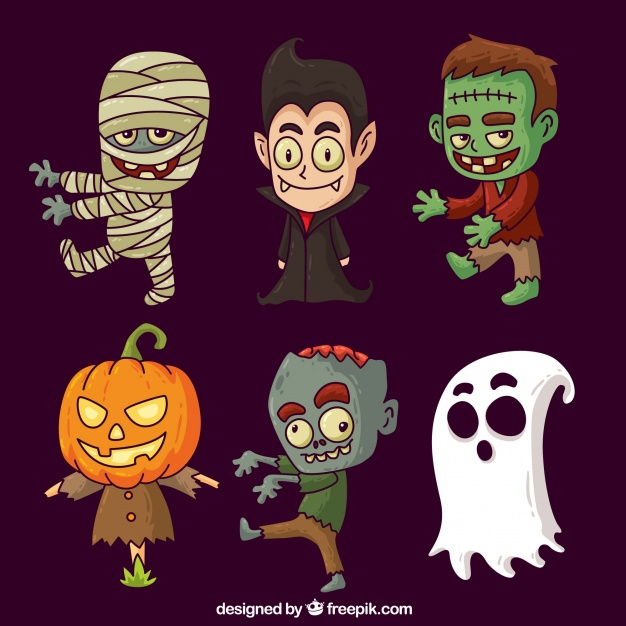 Halloween characters collection Free Vector