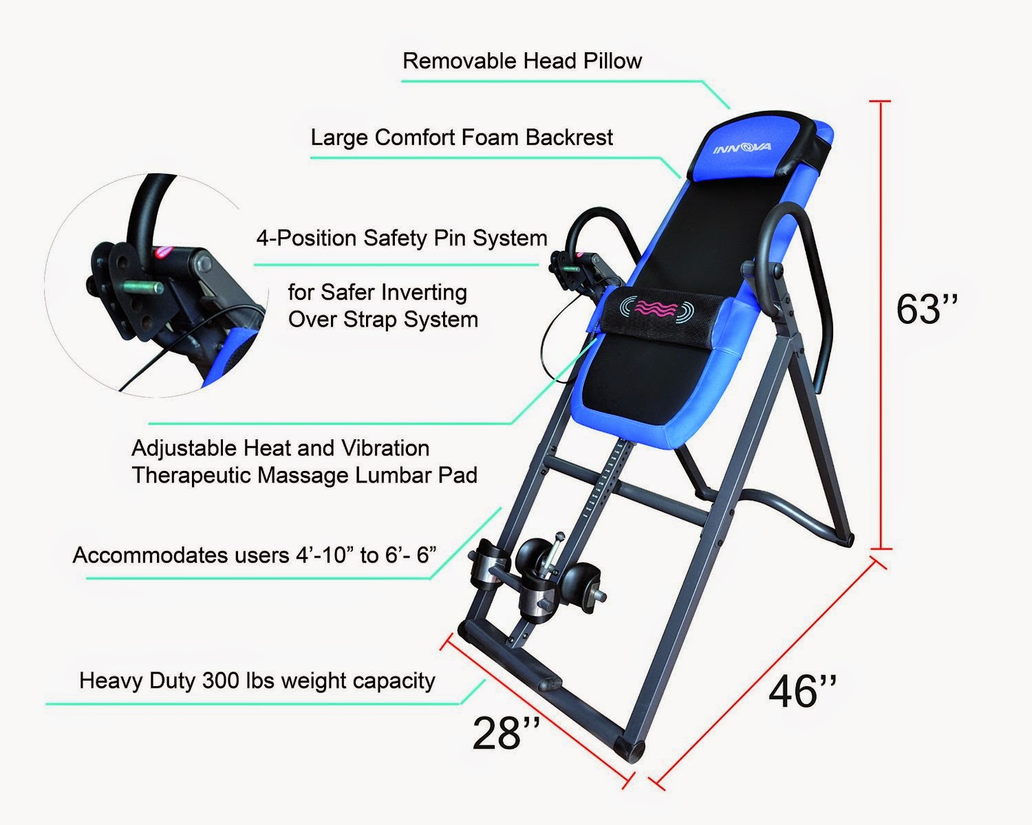 Innova ITM4800 Advanced Heat and Massage Therapeutic Inversion Therapy Table, picture, image, review features & specifications