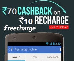 Get Rs.80 worth Mobile Recharge just for Rs.10 Only @ Freecharge