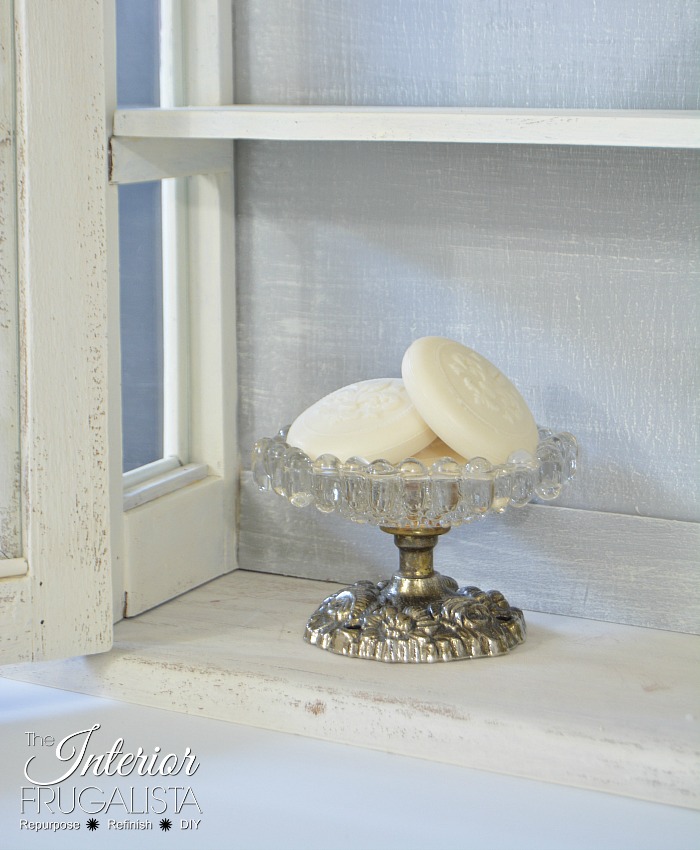 Vintage Wall Curio Cabinet With Crystal Soap Dish
