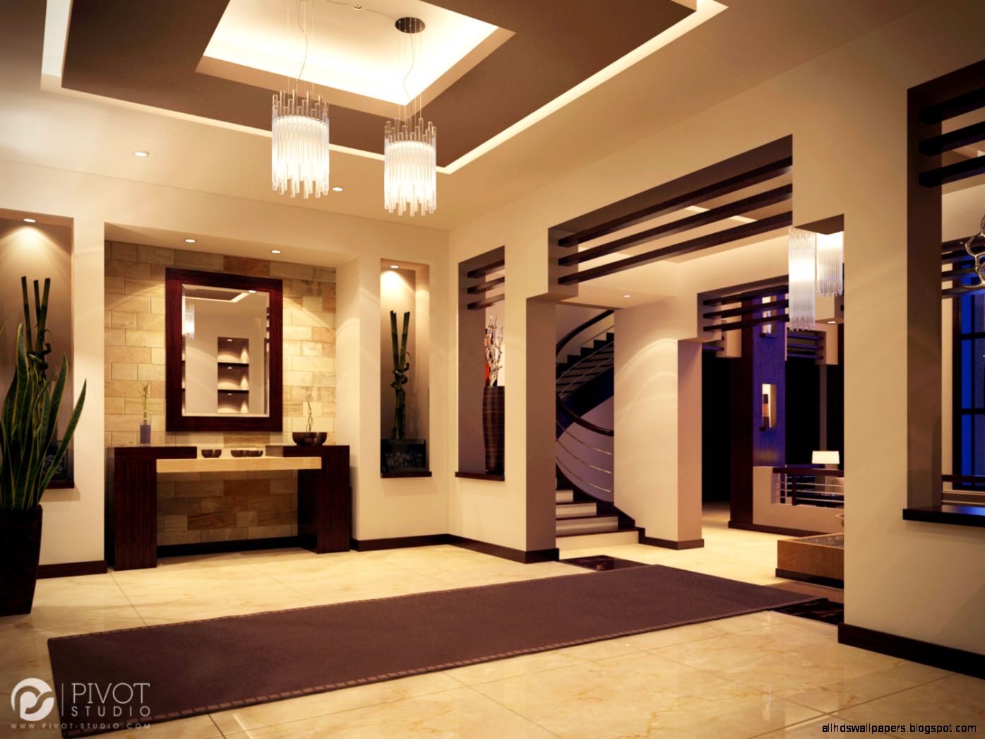 Large hallway design  Interior Design Ideas