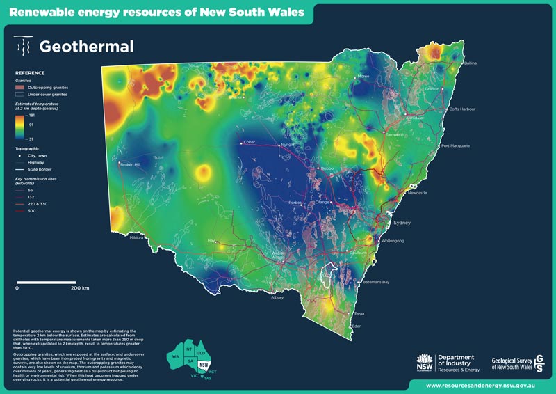 Australia New Map of Renewable Energy Resources Including Geothermal
