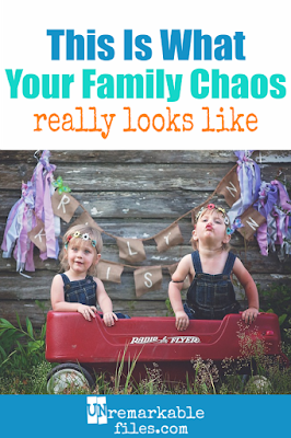 Have you ever been mortified by your loud family and messy kids? Of course you have, you’re a parent. The next time you’re overwhelmed by all the pressure of modern parenting to have a clean house and perfect kids all the time, read this piece of encouragement for moms. It might look totally different to people on the outside. #parenting #family #messykids #chaos #overwhelmed #messyhouse #encouragement #unremarkablefiles