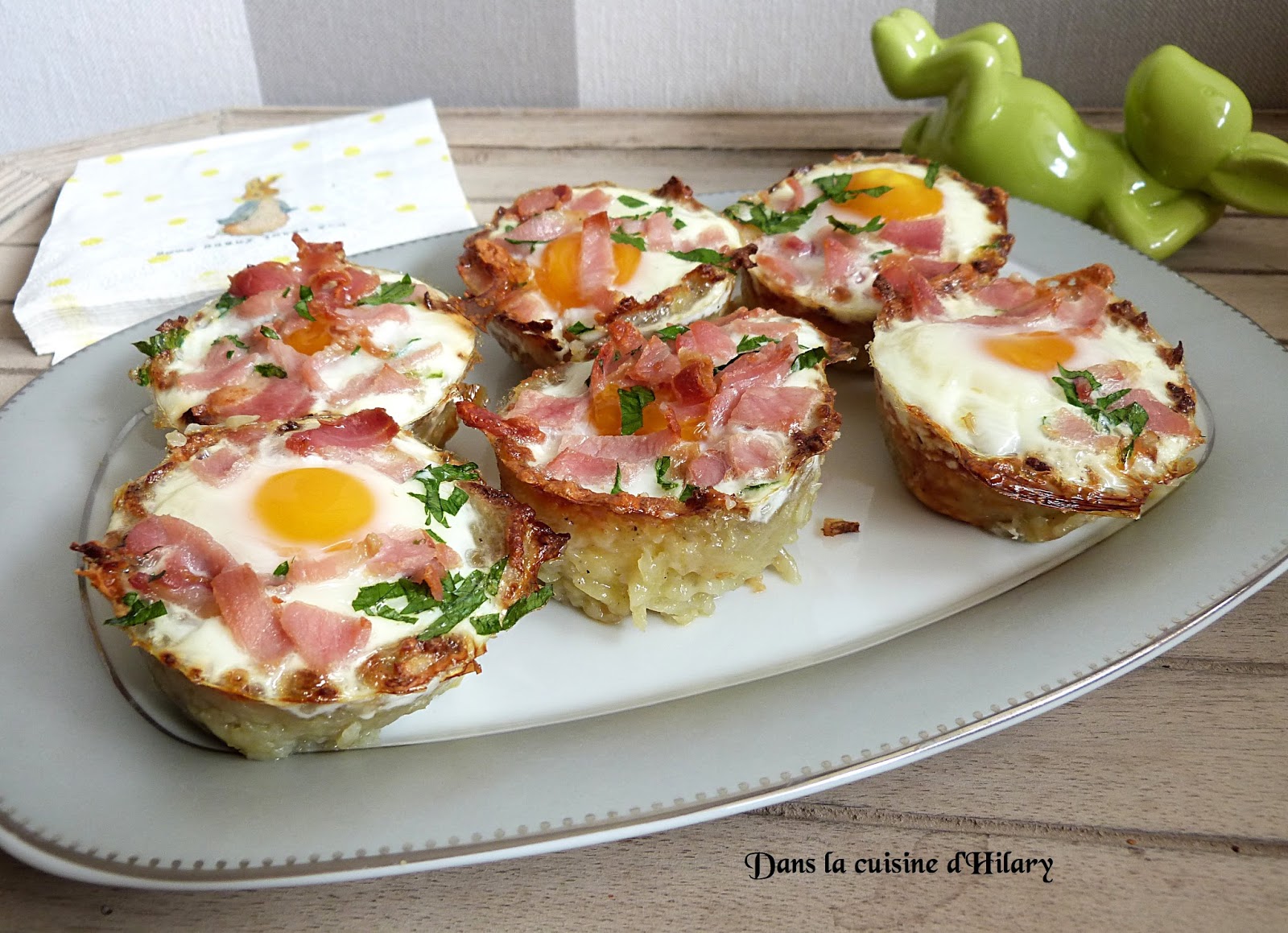 Dans la cuisine d'Hilary Oeuf cocotte au bacon en nid de pomme de