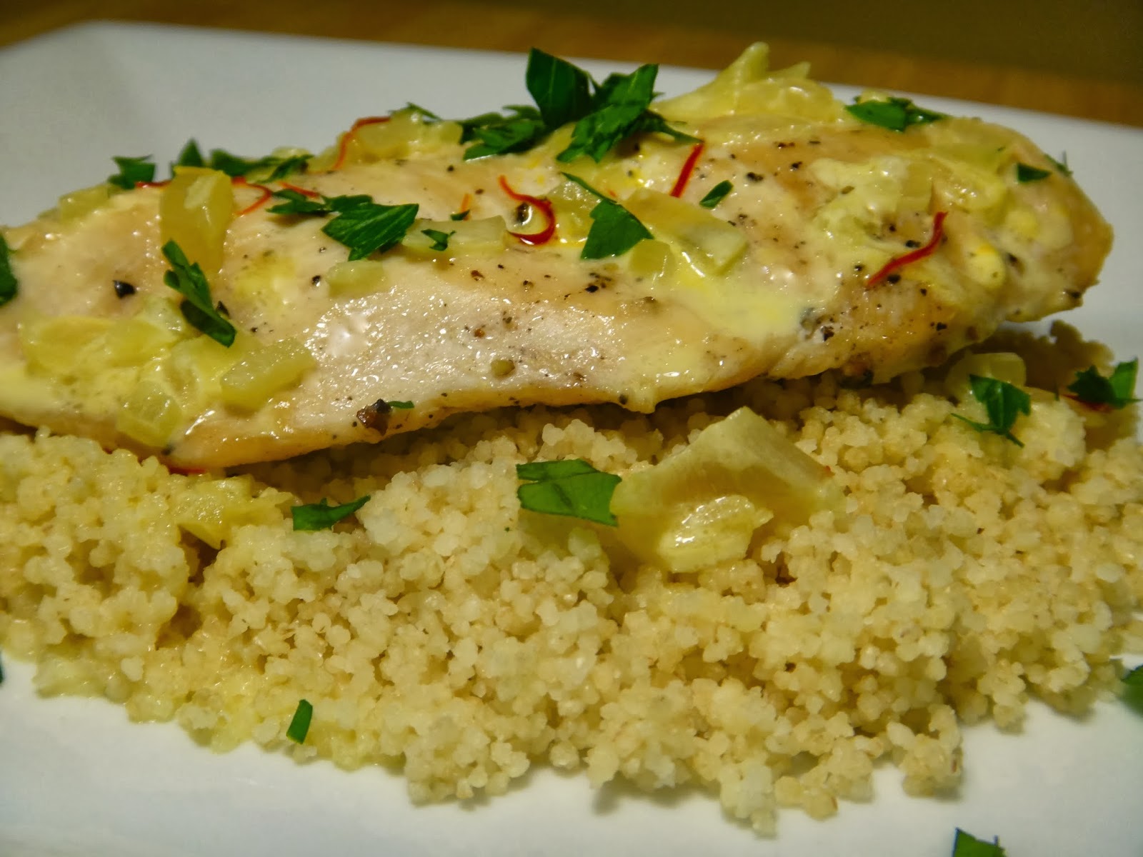 Chicken with Saffron Cream Sauce