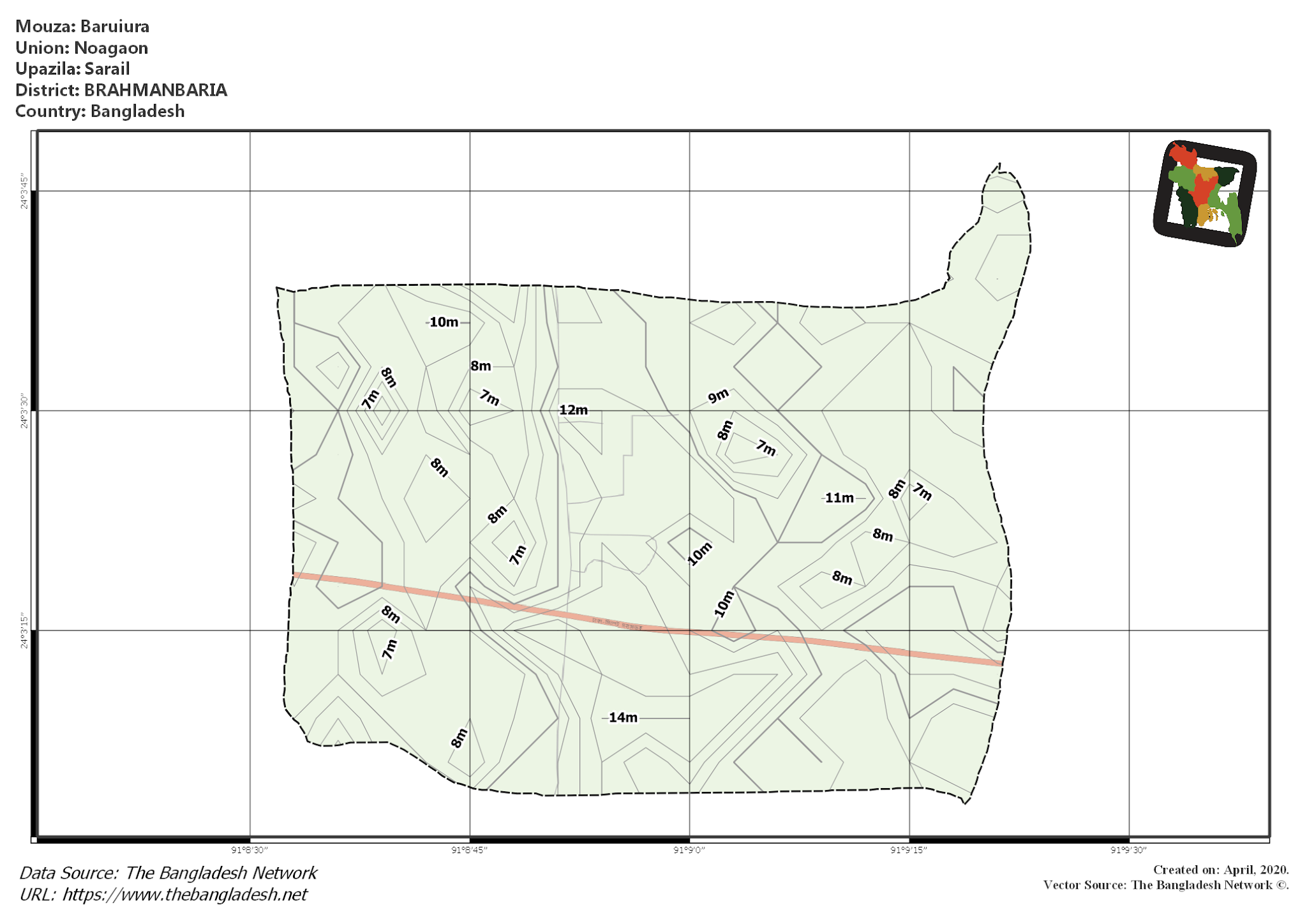 Map of Baruiura Mouza of Sarail Upazila, BRAHMANBARIA Map of Baruiura Mouza of Sarail Upazila, BRAHMANBARIA, Bangladesh.